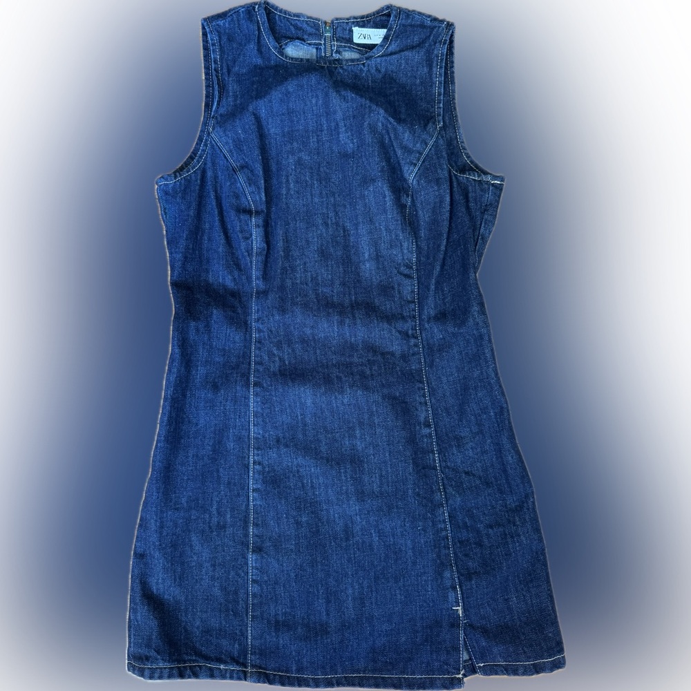 Zara Dark Blue Denim Mini Dress NWT
